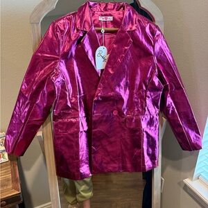 Buddy Love Fuchsia Metallic Blazer